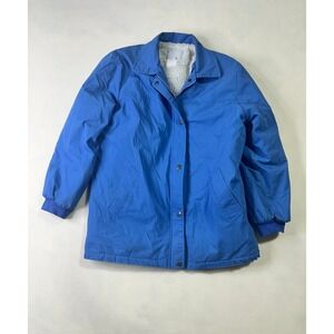 Vintage Blair Blue Sherpa Lined Winter Jacket Womens Small Full Zip Snap Front